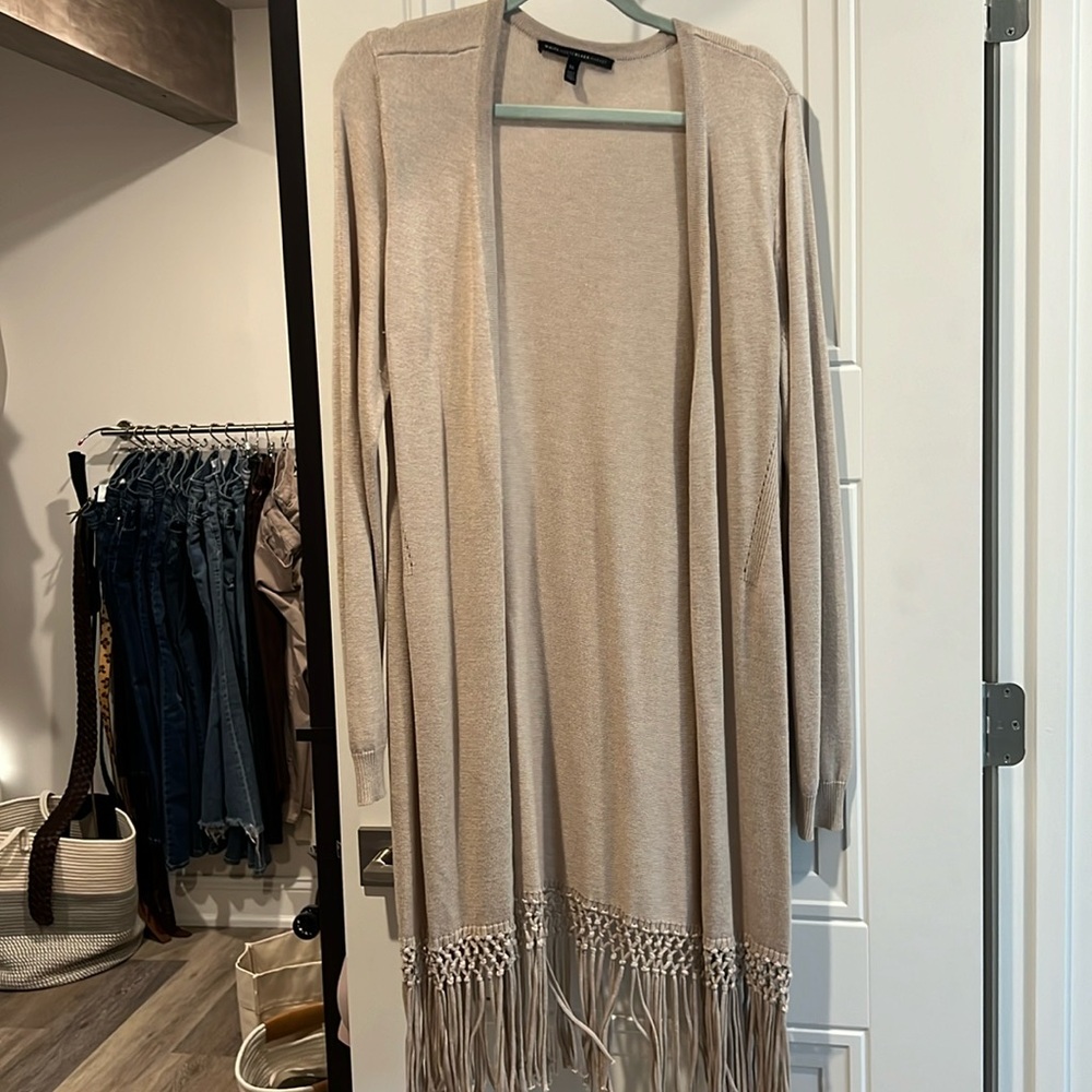 WHBM long sweater with fringe women’s XL